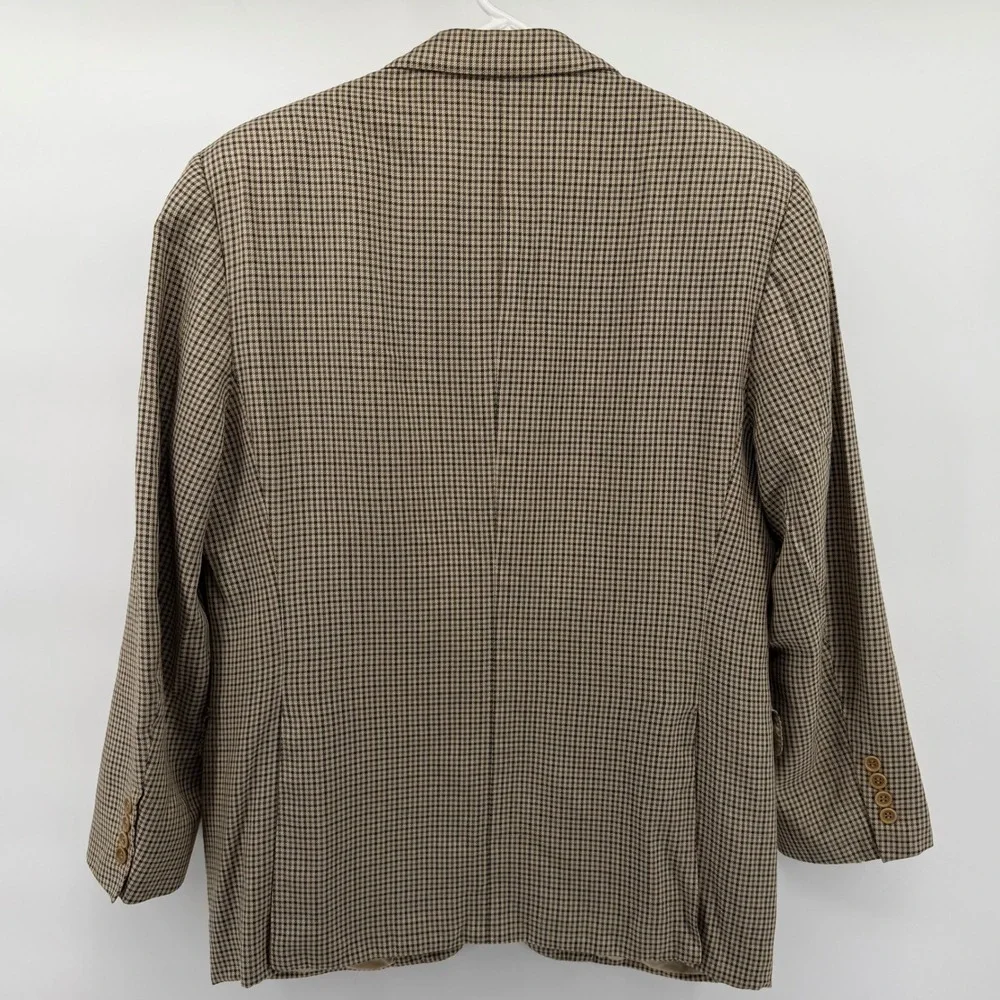 Canali Silk Wool Sport Coat Blazer Men 40R (50R IT) Brown Houndstooth Italy Made